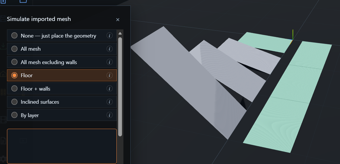 Floor mode — only floor surfaces selected